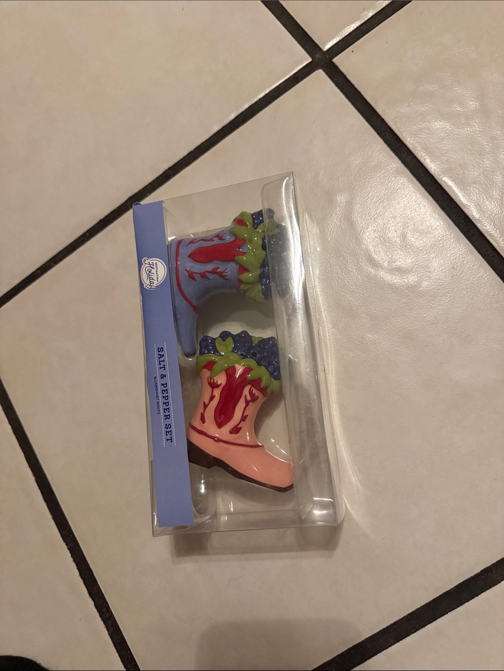 Novelty Cowboy Boot Salt & Pepper Shakers - Pink and Blue